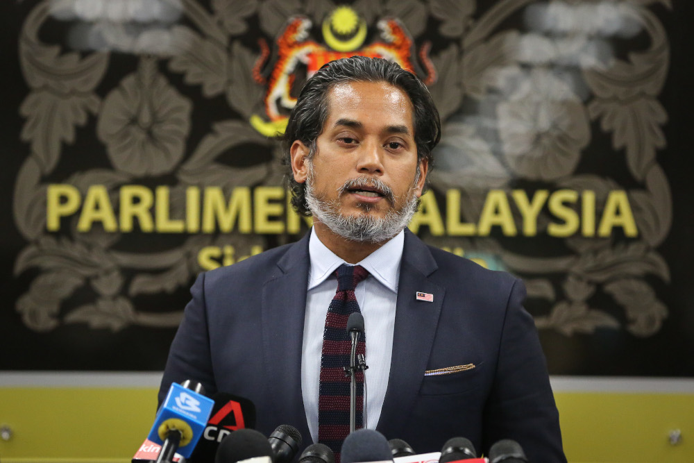 Science, Technology and Innovation Minister, Khairy Jamaluddin speaks during a press conference at Parliament in Kuala Lumpur July 14, 2020. u00e2u20acu201d Picture by Yusof Mat Isa